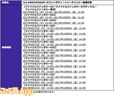 Ffrk 3周年特設サイトオープン ミスリル最大70個が獲得できる豪華イベントも開催予定 ファミ通app