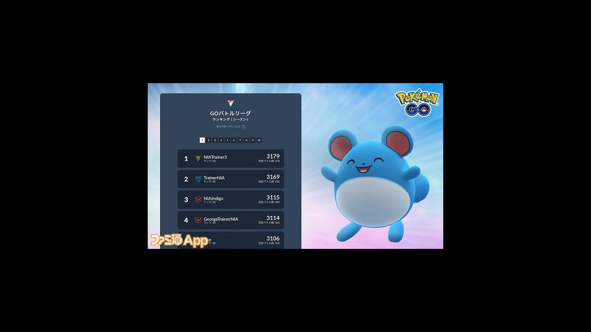 ポケモンgo 世界のtop500人のトレーナーの情報が見られる Goバトルリーグリーダーボード が4 11に実装 Goバトル デイ マリル の開催も スマホゲーム情報ならファミ通app