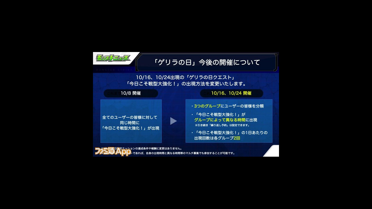 モンスト ゲリラの日クエスト が3グループに分類で開催 通信改善に期待 ファミ通app