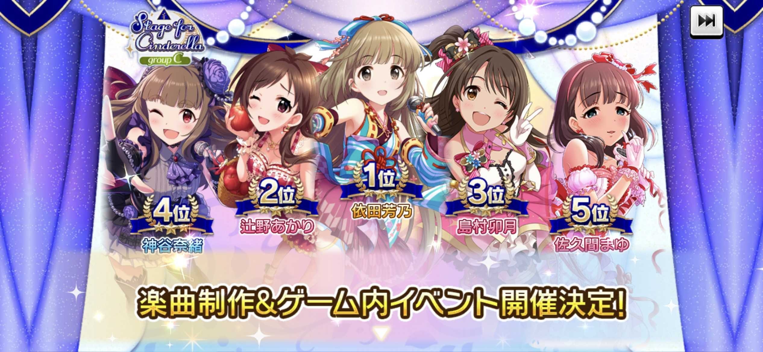 アイドルマスター シンデレラガールズ』Cグループの結果は接戦！残念